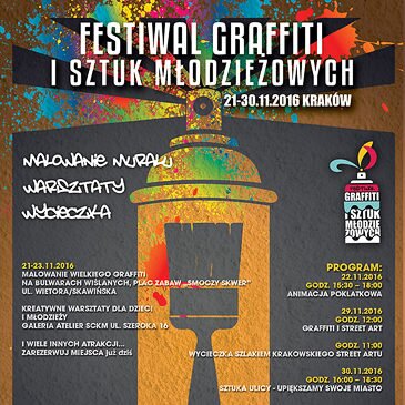 Startuje kolejna edycja Festiwalu Graffiti i Sztuk Młodzieżowych! Krakowski Kazimierz 21-30.11.2016